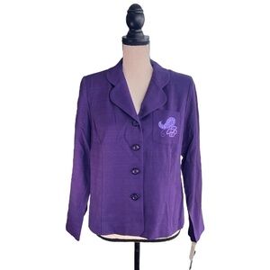 Miss Dorby Petite Purple Blazer Vintage Deadstock Button Front Jacket Paisley 10